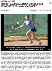 ER 23.08.2016 - Salomé Aubertin brille sur ses courts de Laxou Sapiniere