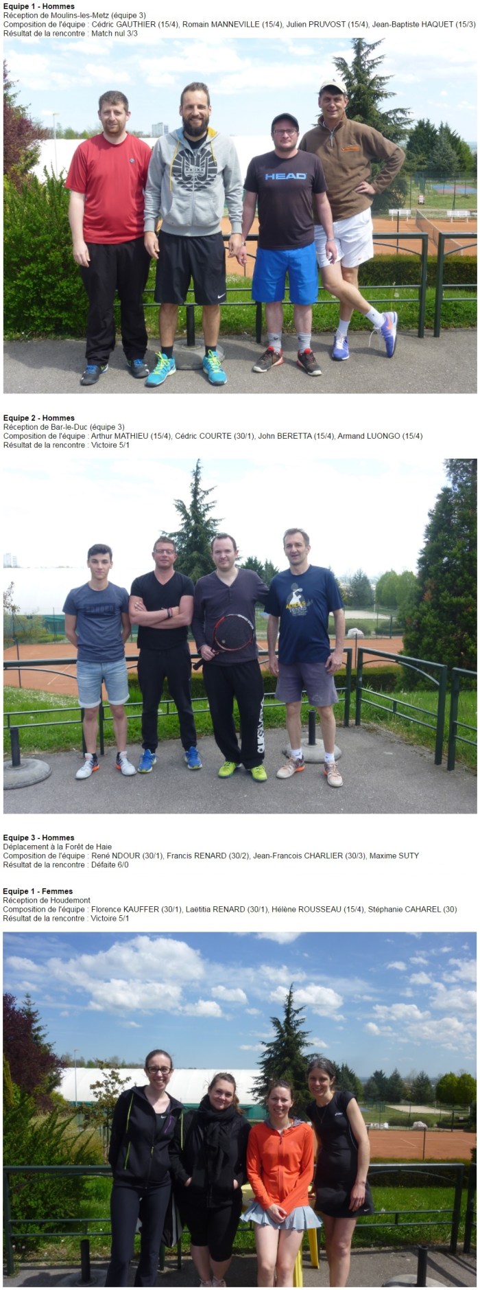 tennis laxou sapiniere - resultats du week-end